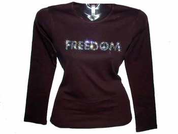 Freedom Patriotic Swarovski Crystal Rhinestone T Shirt