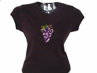 Purple Wine Grapes Swarovski Crystal Rhinestone T Shirt