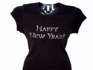 Happy New Year! Swarovski Crystal Rhinestone Bling T Shirt