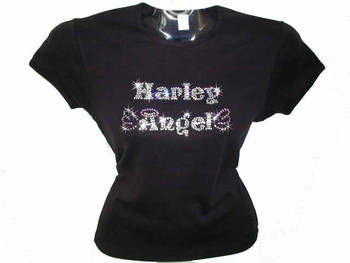 Harley Angel Swarovski Rhinestone Ladies T Shirt