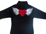 Heart With Wings Swarovski Crystal Rhinestone Hoodie Jacket or T Shirt