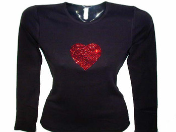 Valentine's Day Heart Swarovski Rhinestone Bling T Shirt