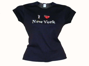 I Love New York Swarovski Crystal Rhinestone Tee Shirt