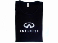 Infiniti Logo Swarovski Crystal Rhinestone T Shirt Top