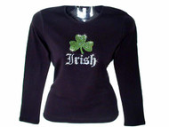 Irish Shamrock Swarovski rhinestone t shirt