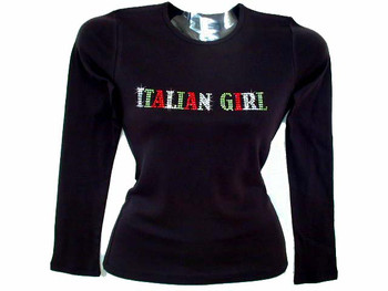 Italian Girl Swarovski rhinestone ladies tee shirt