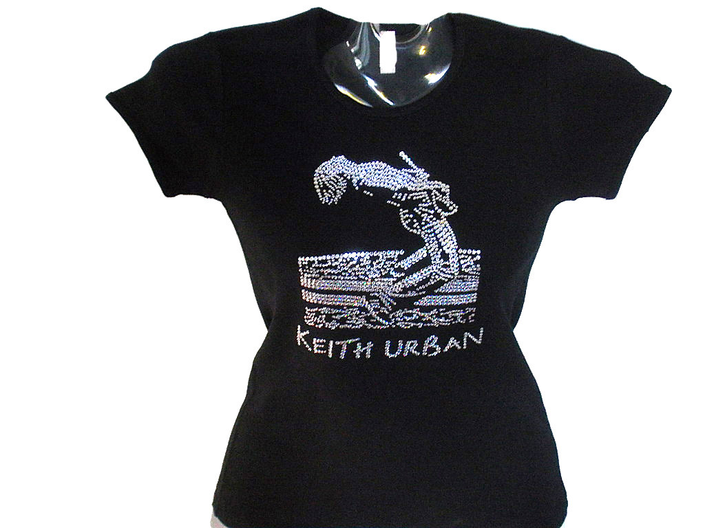 Keith Urban Bling Concert T Shirt With Swarovski Crystal Rhinestones