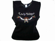 Lady Biker Swarovski Rhinestone Tee Shirt