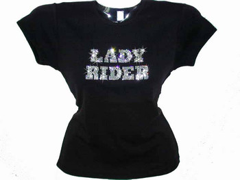 Lady Rider Swarovski rhinestone sparkly biker tee shirt