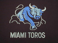 Miami Toros Logo Swarovski Crystal Bling Rhinestone Tee Shirt