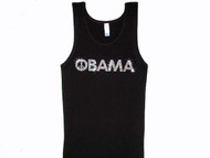 President Barack Obama Peace Symbol Swarovski Crystal Studded Tee Shirt Tank Top