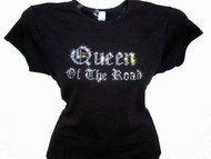 Queen Of The Road Swarovski rhinestone ladies biker tee shirt