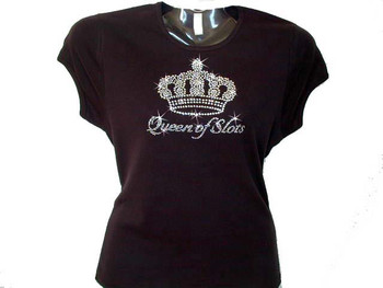 Queen Of Slots Las Vegas Rhinestone Gambling T Shirt