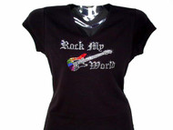 Rock My World Swarovski Crystal Rhinestone T Shirt