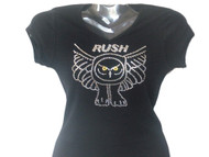 Rush Owl Logo Swarovski Crystal Rhinestone Bling T Shirt