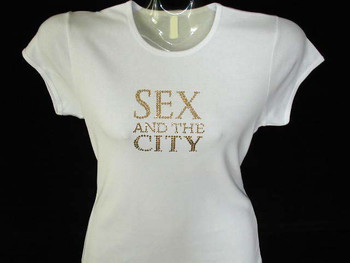 Sex And The City 2 Movie Logo Swarovski Crystal Rhinestone T Shirt