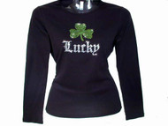 Lucky Shamrock St. Patrick's Day Rhinestone T Shirt