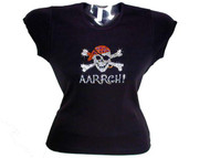 Skull & Crossbones Pirate Gasparilla Rhinestone T Shirt