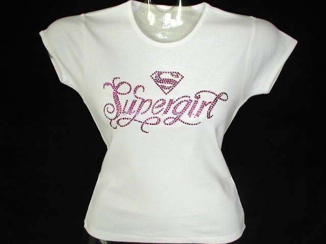 Supergirl Swarovski Crystal Rhinestone T Shirt Design