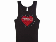 Tennis Heart Rhinestone T Shirt Tank Top