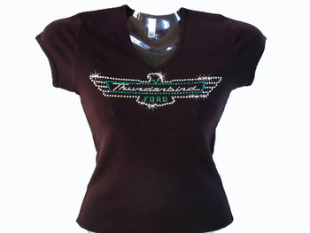 Ford Thunderbird Logo Swarovski Crystal Rhinestone T Shirt