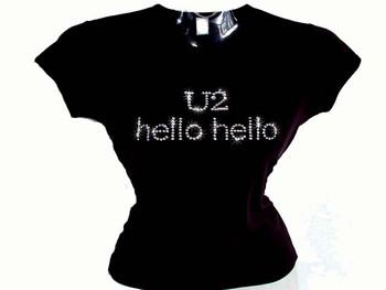U2 Hello Hello Swarovski rhinestone concert t shirt