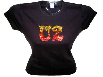 U2 Swarovski Crystal Rhinestone Bling T Shirt