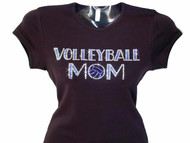 Volleyball Mom Rhinestone Bling T  Shirt