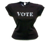 Vote Swarovski Crystal Rhinestone T Shirt