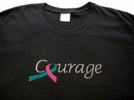 Hereditary Breast Cancer Pink Ribbon Courgage Swarovski Rhinestone T Shirt