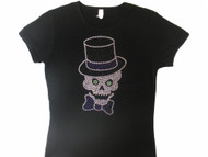 Skull Top Hat Swarovski crystal rhinestone t shirt