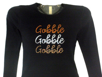Gobble Gobble Gobble sparkly rhinestone Thanksgiving shirt