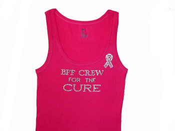 BFF Crew For The Cure Breast Cancer rhinestone shirt