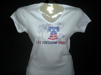 Patriotic Let Freedom Ring Swarovski crystal rhinestone t shirt