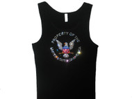 Property of the United States of America patriotic rhinestone sparkly tank top tee shirt