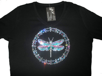Dragonfly Swarovski rhinestone tee shirt
