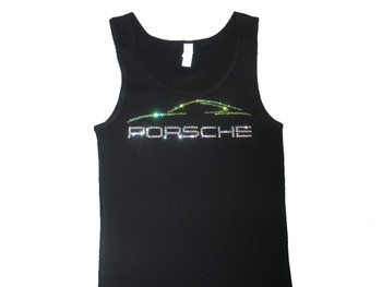 Porsche car Swarovski rhinestone sparkly tank top tee shirt