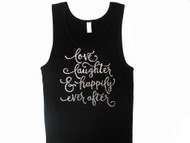 Love laughter happily ever after rhinestone sparkly bridal t shirt