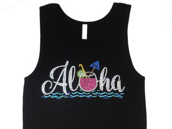 Aloha Hawaii Swarovski Rhinestone Tank Top T Shirt