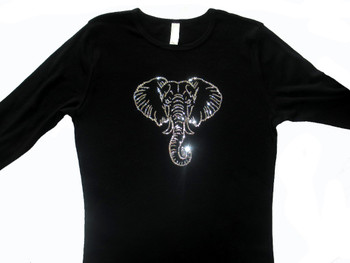 Sparkly elephant Swarovski rhinestone ladies t shirt