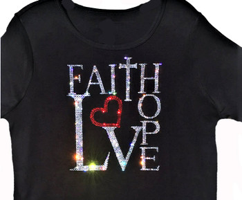 Faith Hope Love sparkly rhinestone Swarovski t shirt