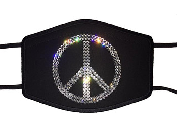 Peace Sign Symbol Swarovski crystal face mask