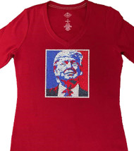 President Trump Face Swarovski Rhinestone Bling T shirt 2024 Election