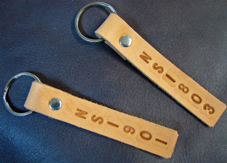 personalise with your Telephone number if lost Tan Leather Key holder