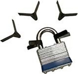 Spring steel padlock shims from Sparrows.