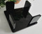 Black acrylic coaster caddy, holds up to six 4 x 4 inch square coasters.