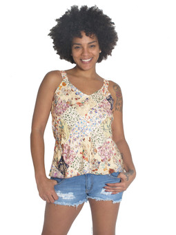 1814 Rayon Patchwork Button Up Tank