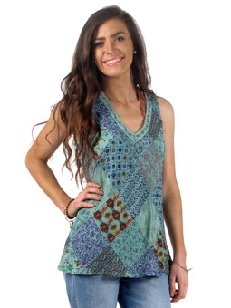 1270 Diamond Patchwork Tank with Embroidered Detailing