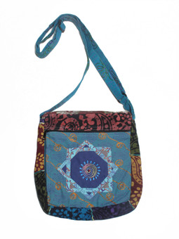 G793 Batik Applique Swirly Bag