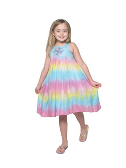 3341 Kid's Tie Dye Dress with Embroidery